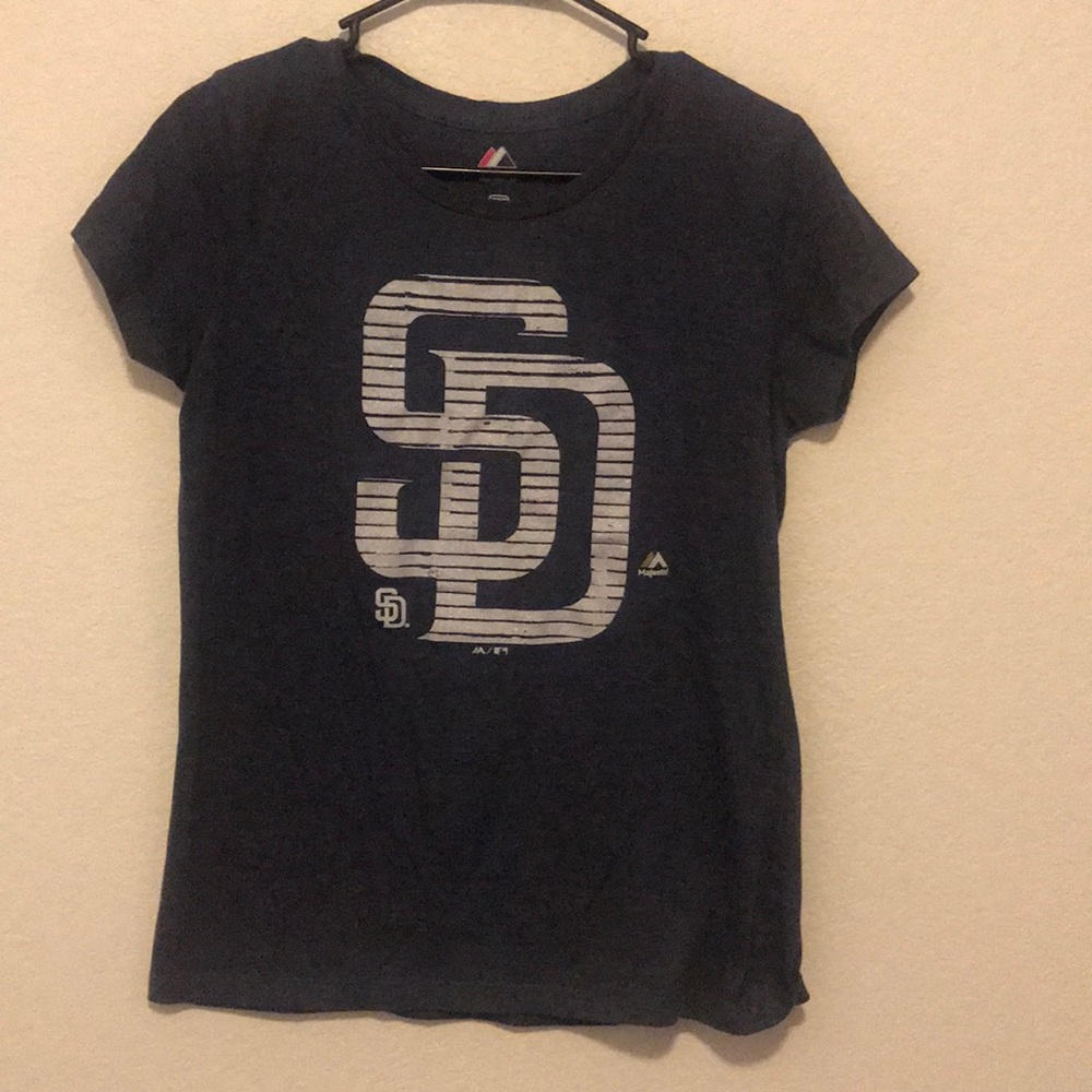 San Diego Padres Blue Scoop Neck Short Sleeved Top